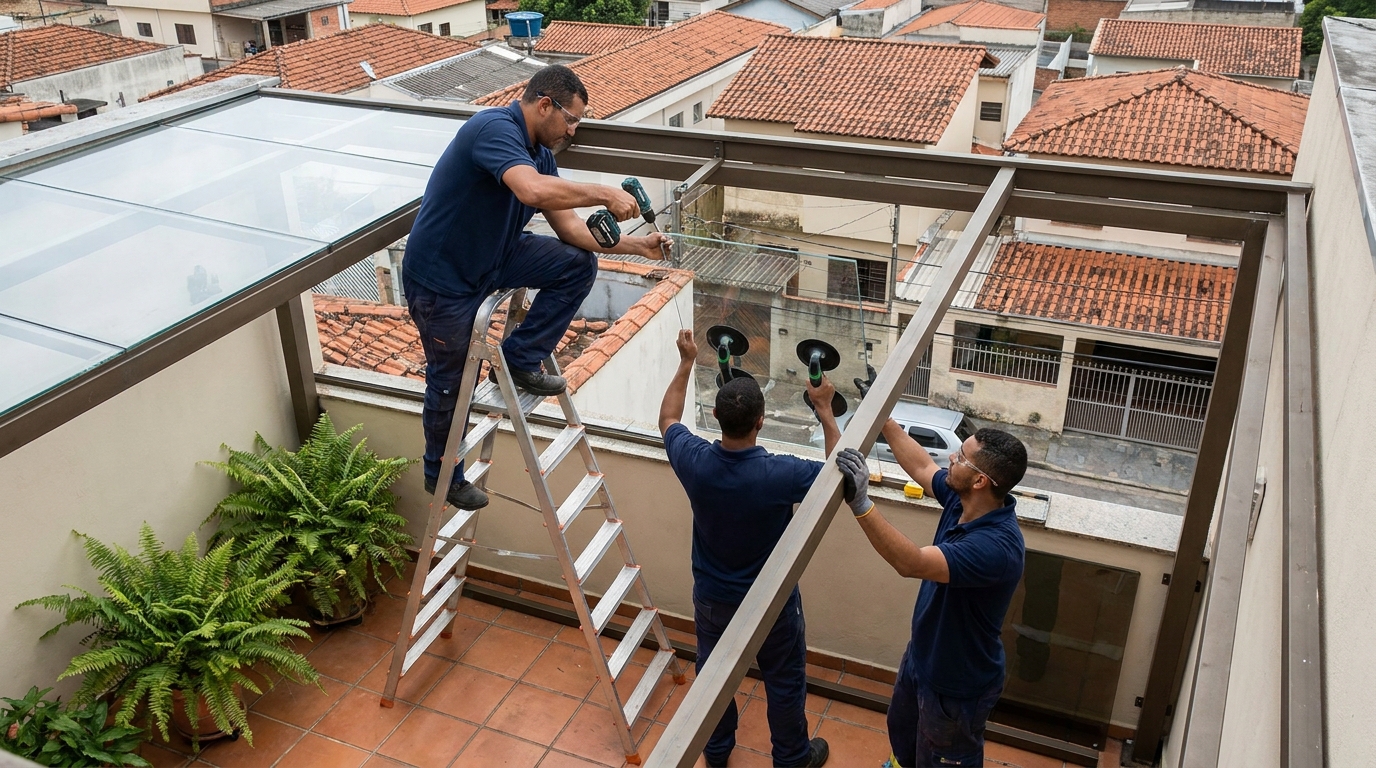 Cobertura de vidro em terraço com telhados em Asa Norte-DF