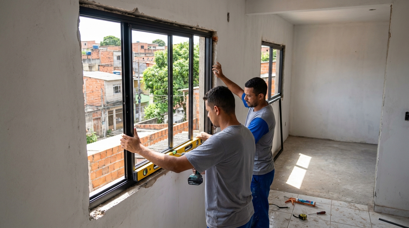 Esquadria de alumínio em obra em Asa Norte-DF