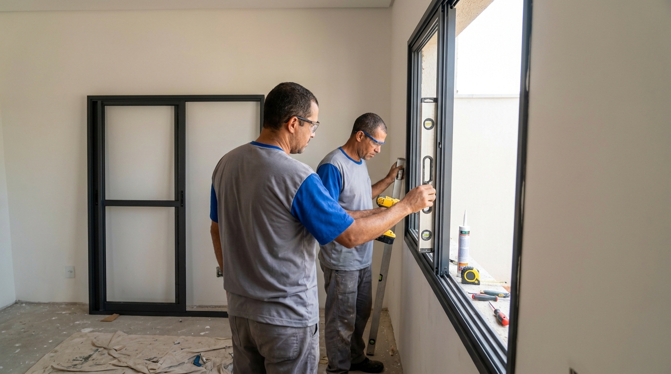 Esquadria de alumínio com porta ao fundo em Asa Norte-DF