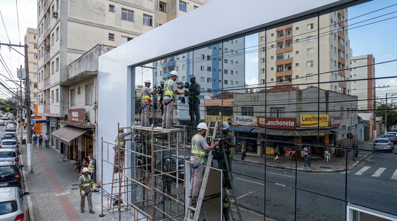 Fachada espelhada em esquina em Asa Norte-DF